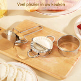 9-Delige Dumpling en Ravioli Maker Set - Roestvrij Staal - Inclusief Deegroller, Dumplingvormen en Deegsnijders - Professioneel Keukengereedschap voor Makkelijk en Snel Dumplings Maken