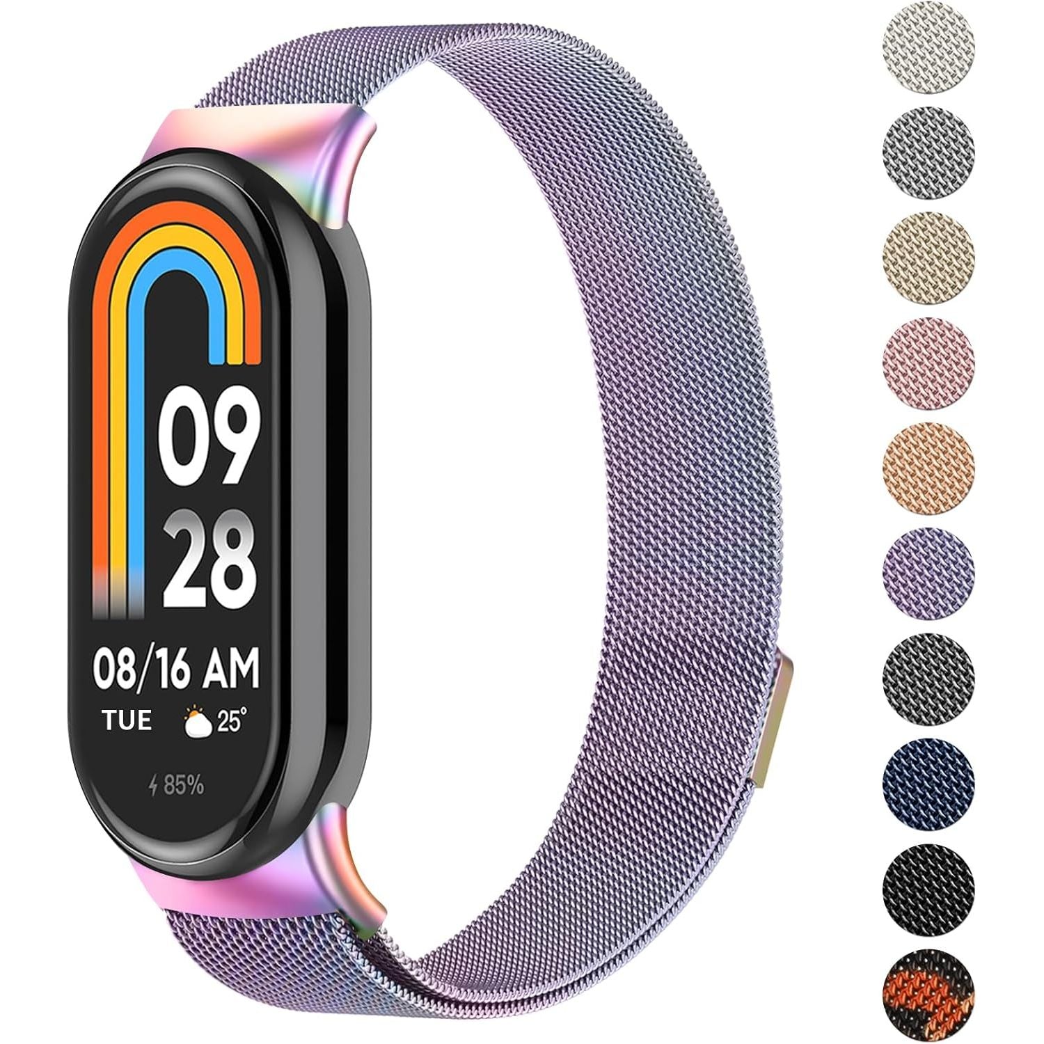 Roestvrij Stalen Polsband Vervangingsbandje - Voor Xiaomi Mi Band 8 - Hoogwaardig Metaal - Duurzaam en Stijlvol - Verstelbare Sluiting - Comfortabel en Ademend - Geschikt voor Dagelijks Gebruik - Elegant en Functioneel - Universele Pasvorm