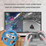 2 Stuks - Stuurwielen voor Nintendo Switch & OLED JoyCons - Rood & Blauw Racestuur voor Mario Kart 8 Deluxe - Joycon Controller Accessoire - Twin Pack - Voor Mario Kart Switch Racing Games - Gemakkelijk Bevestigbaar Stuurwiel