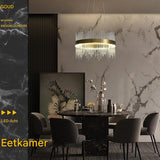 Moderne Kristallen Kroonluchter – Goudkleurig – LED Inbouw Plafondlamp – Dimbaar – Verstelbare Ketting – Voor Woonkamer, Eetkamer, Keuken, Hal en Trap – Energieklasse F