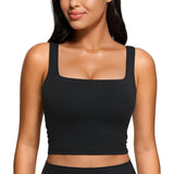 CRZ YOGA - Butterluxe Vrouwen Sport BH Maat 36 - Vierkante Hals Longline Crop Top - Met Ingebouwde Gewatteerde BH - Lichtgewicht en Ultra Zacht - Voor Yoga en Lounge - Licht Ondersteuning