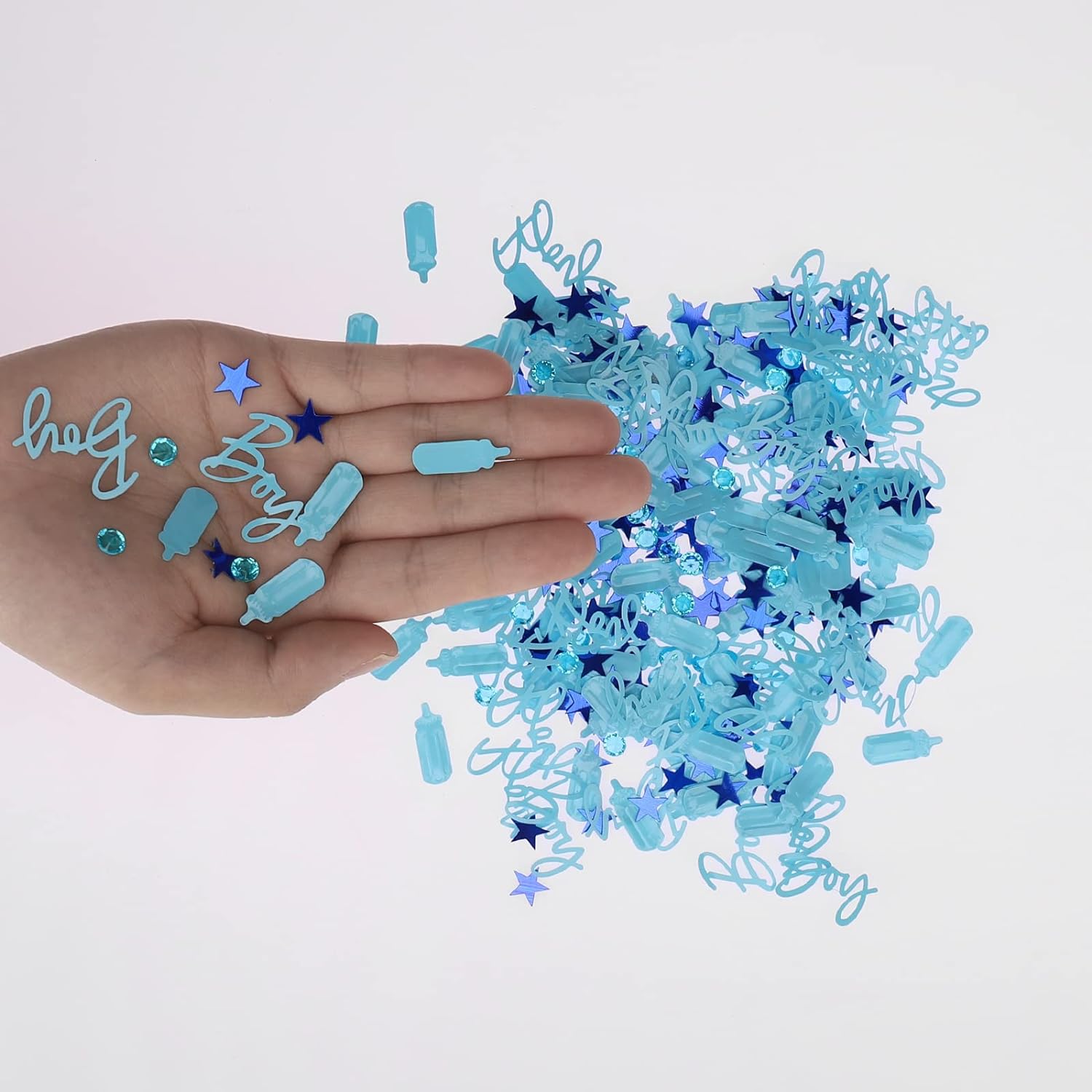 400 Stuks - 'It's a Boy' Blauwe Confetti - PVC Glans voor Gender Reveal & Babyshower - Feestelijke Decoratie voor Geslachtsonthulling - Ideaal voor Tafeldecor & Party Sfeer