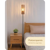 Staande - Lamp - LED - Rattan - Vloerlamp - 165 cm - Hoog - Met - Afstandsbediening - En - E27 - LED - Lamp - Crumpled - Rattan - Kap - Traploos - Dimbaar - 2700K - 6000K - Leeslamp - Voor - Woonkamer - Slaapkamer - Energieklasse - E