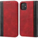 Hoesje voor iPhone 11 - Premium Magnetisch Flip Lederen Portemonnee Hoesje, [3 Kaartsleuven] [Staande Functie] [Schokbestendig TPU] Hoesje voor iPhone 11 – Rood + Zwart, Luxe Bescherming met Handige Portemonnee en Schokbestendige TPU Binnenkant