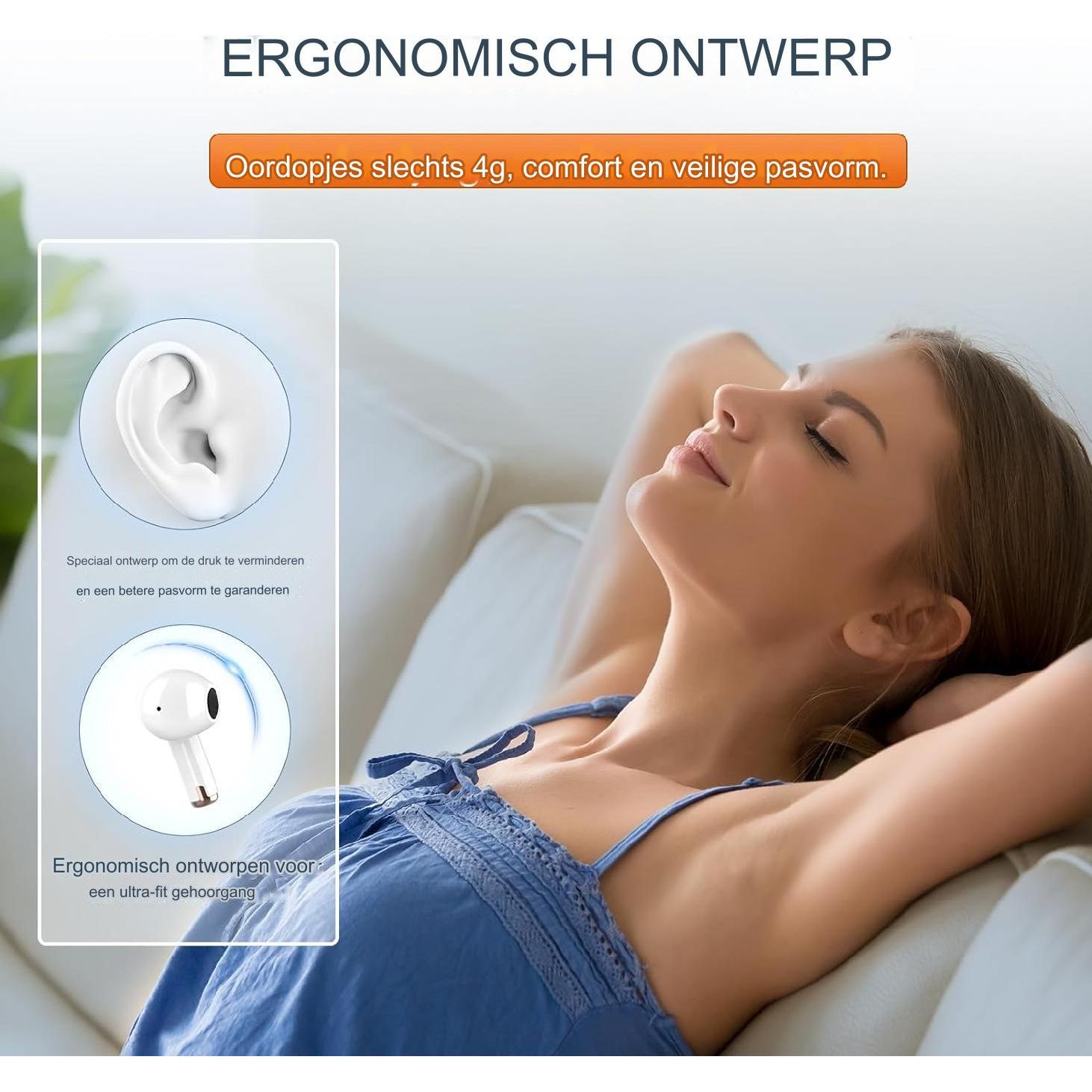 J97 Bluetooth Hoofdtelefoon - Ultieme Draadloze Ervaring met Bluetooth 5.3, HD Microfoon & 47 Uur Speeltijd - Dubbel LED Display, Lichtgewicht & IP7 Waterdicht - Inclusief Oplaadbox - Perfect voor Muziekliefhebbers & Helder Communiceren - Wit