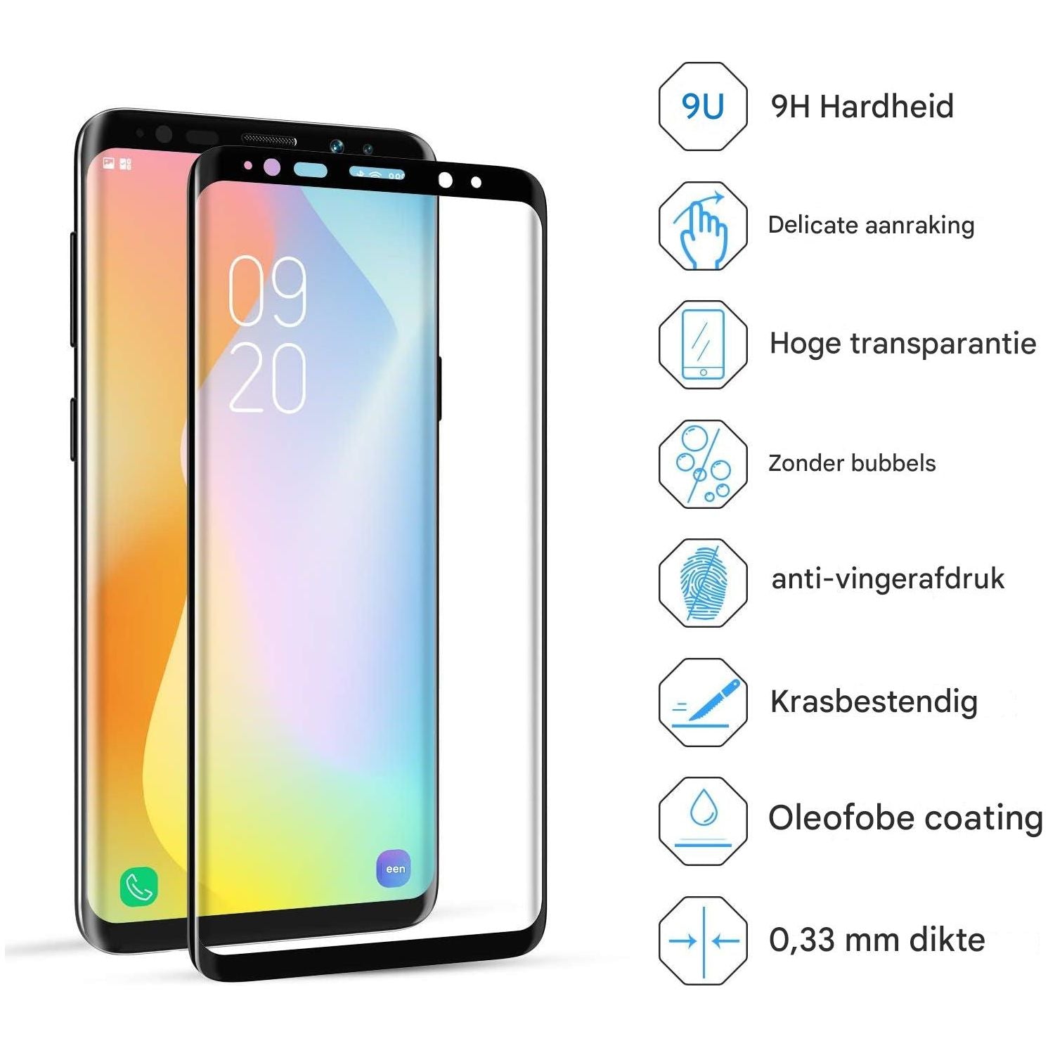 2 Stuks - Gehard Glas Screenprotector – Samsung Galaxy S9 Plus – 9H Hardheid – Inclusief Installatiekader – Case-Vriendelijk – Anti-Fingerprint – Hoge Transparantie – 3D Gebogen Randen (Zwart)