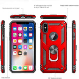 Karakter Beschermhoesje voor iPhone X Mobiel Hoesje iPhone XS met Gehard Glas Schermbeschermer, 360 Graden Ringhouder, Militaire Pantser Mobiele Telefoonhoesjes, Schokbestendige Cover, Beschermend Hoesje