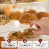 Odoxia Acryl Taartvitrine - Transparante Bakkerij Display Kast - Glazen Display Rek met 3 Lagen - Voedselvitrine voor Gebak - Taart - Brood - 50 x 23 x 39.5 cm - Incl. Labelhouders - Voor Toonbank of Keuken