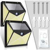 2 Stuks - Krachtige Zonne-Lichten met 350 LED's - Solar Wandlampen - Slimme Bewegingssensor - Waterdicht & Energiebesparend - Ideaal voor Tuinen, Opritten & Carports - Zwart