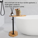 Bamboe Badkuip Tafel - Verstelbare Hoogte - Vrijstaande Badtray - Luxe Badaccessoires - Stabiel Metaalframe en Houten Design - Voor Hot Tub, Bad, Slaapkamer of Woonkamer