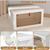 4-Laags - Stapelbare Opbergboxen met Deksel en Wielen - 92 Liter - Kunststof Opbergbakken - Vouwbare Opbergcontainers - Organizer voor Woonkamer - Slaapkamer - Kantoor - Keuken - 39 x 28 x 21 cm per Box