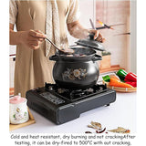 Zwarte Keramische Stoofpot met Deksel – 4 Liter Aardenwerk Casserole Pan – Hittebestendige Kookpot van Loodvrij Keramiek – Voor Soep, Stoof, Hotpot, Bibimbap, Rijst en Ovenschotels – Ovenbestendig, Magnetronbestendig en Afwasmachinebestendig