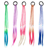 Haarextensies - Felgekleurde Gevlochten Haarbanden - Elastische Band - 40cm Lengte - Ideaal voor Meisjes & Vrouwen - Unieke Tint - Set van 8