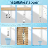 Kinderen Katrol Set met Metalen Emmer - Compleet Katrolsysteem met Touw en Accessoires - Educatief Tuinspeelgoed voor Kinderen vanaf 3 Jaar - Voor Boomhut en Speeltoren - Inclusief Handschoenen en DIY Stickers - 10m Touw