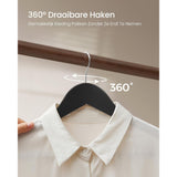 20 Stuks - Zwarte Houten Kledinghangers - Esdoornhout - Sterk en Elegant - Draaibare Haak 360° - Antislip Broeklat - Schuine Schoudervorm - Inclusief Inkepingen - Voor Jassen, Overhemden en Broeken - 44,5 x 23 cm