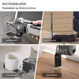 67-Delige Oscillerende Multitool Zaagbladenset - Universeel Compatibel - Inclusief Schuurpapier en Diverse Bladen - Voor Hout Metaal Kunststof Cement - Quick Release Mechanisme - Hoogwaardige Staalsoorten