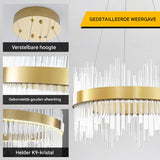 Moderne Kristallen Kroonluchter – Goudkleurig – LED Inbouw Plafondlamp – Dimbaar – Verstelbare Ketting – Voor Woonkamer, Eetkamer, Keuken, Hal en Trap – Energieklasse F