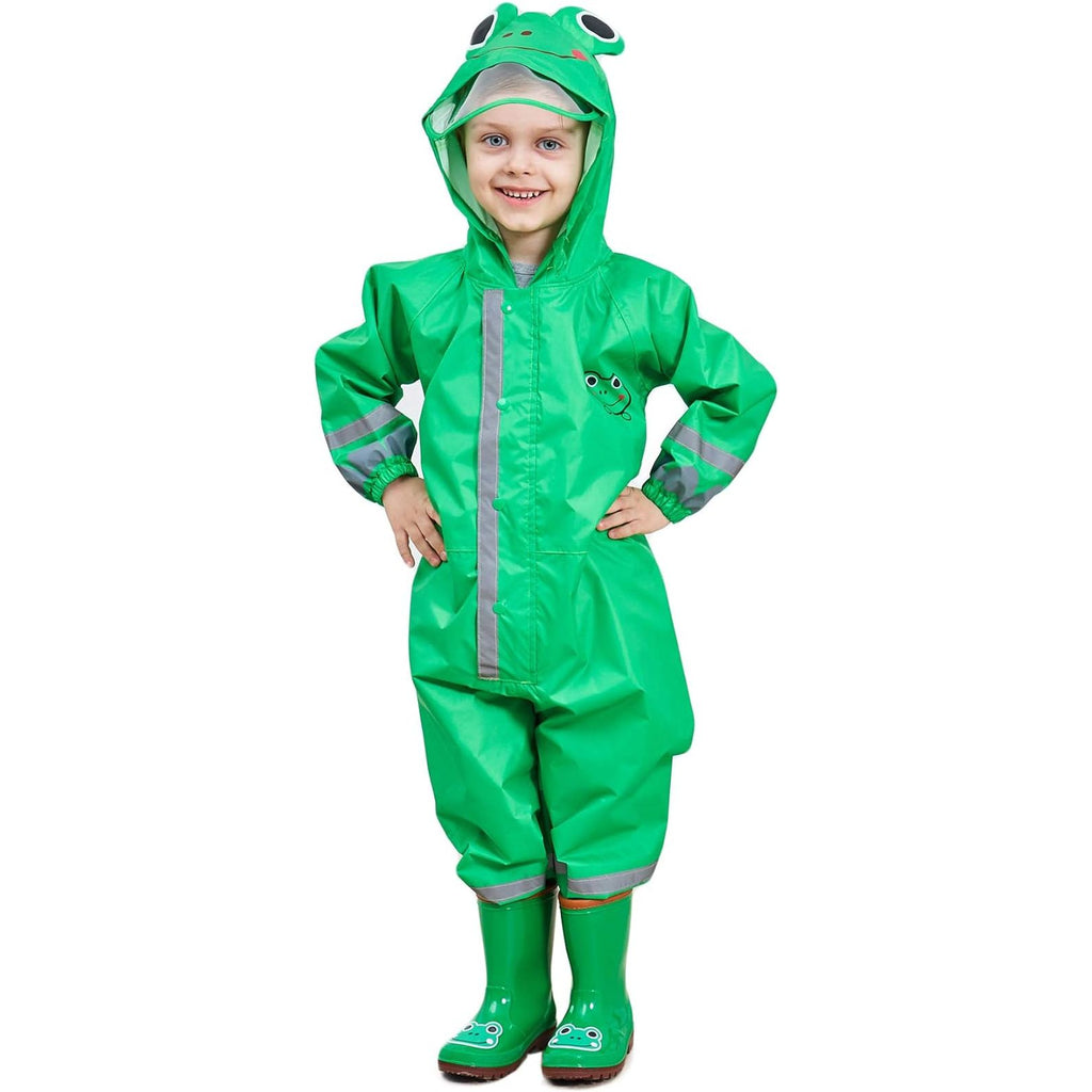 Kinderen Regenponcho - 7 tot 10 Jaar - Jongens / Meisjes - Waterdicht Regenpak met Capuchon - Reflecterend - Schattig Kikker Ontwerp - Ademend en Lichtgewicht Regenjas - Voor Kinderen 7-10 Jaar - Verstelbaar / Veilig - Maat L - voor Alle Seizoenen