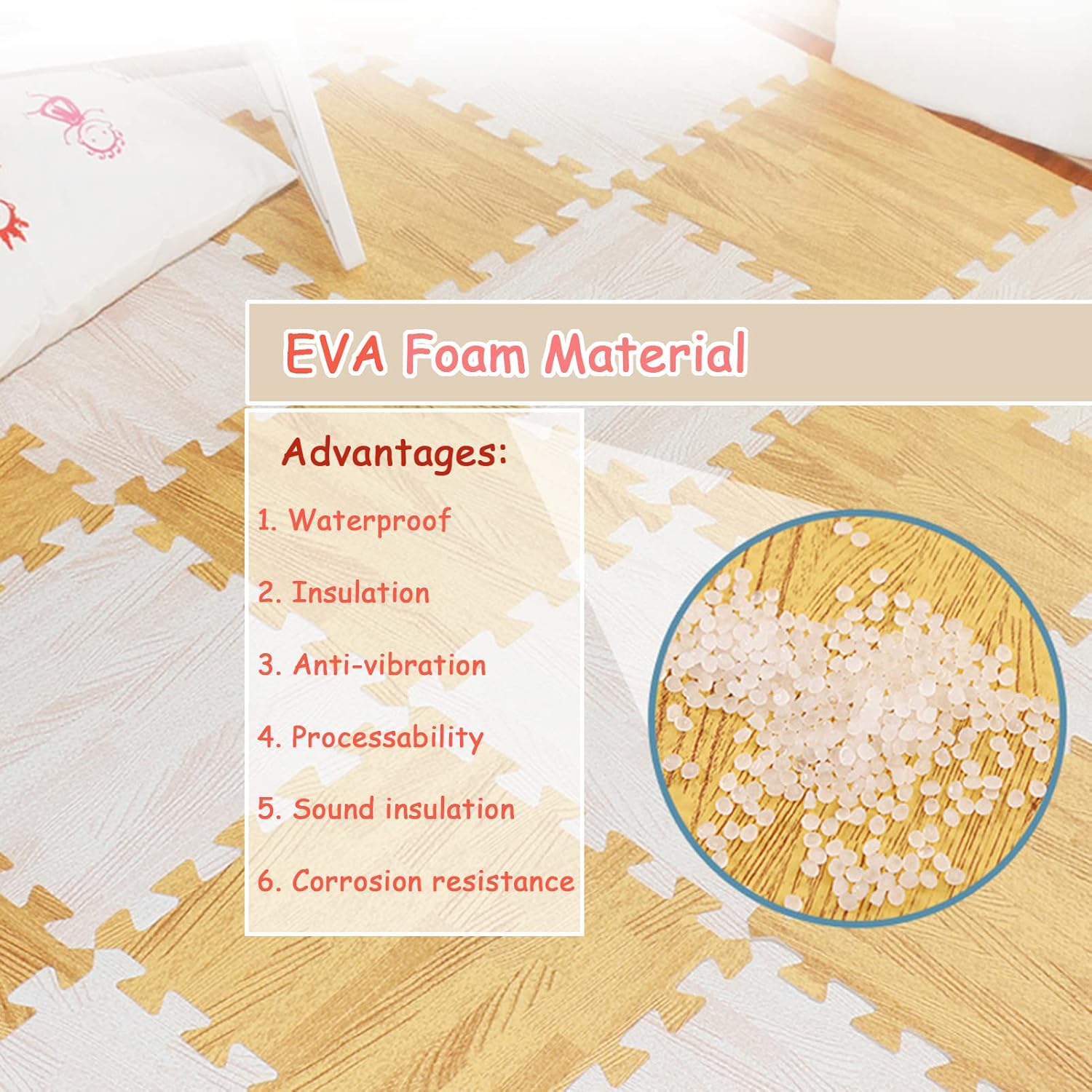 8 Stuks Houtlook Vloermatten – 60x60x1.2cm EVA Foam Tegels – Interlockende Vloertegels Met Rand – Schuimrubberen Puzzelmatten – Houtnerf Vloertegels Voor Gym Slaapkamer Speelruimte Yoga – Donker Bruin Geluidsdempend & Waterafstotend