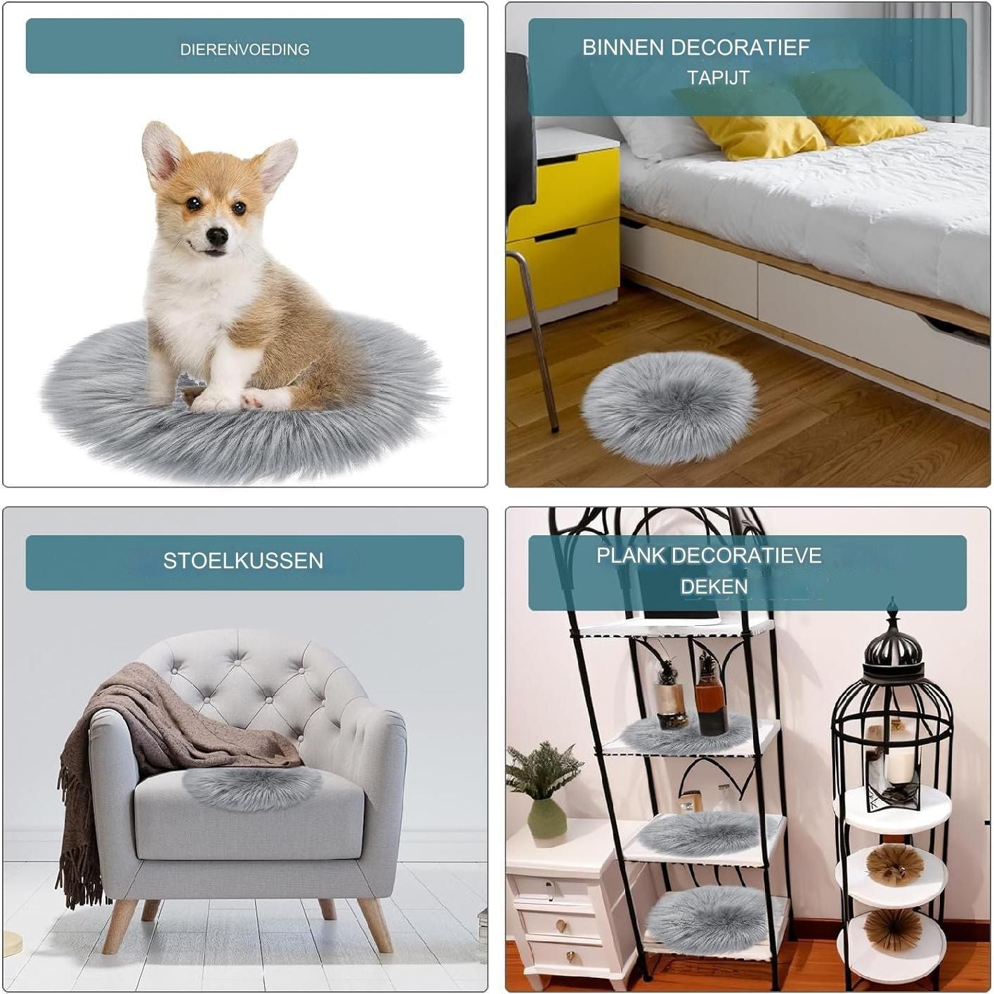 Warme Nep Lamsvacht - Imitatie Schapenvacht Tapijt - 35CM - Nep Bont Zitkussen, Lamsvacht Tapijt, Langharig, Moderne Woonkamer Decoratie, Slaapkamer Decoratie, voor de Bank, Stoel of als Tafeldecoratie, Grijs, 35 cm