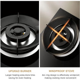 2-pits gaskookplaat – inbouw of tafelmodel – 73 x 41 cm – zwart gehard glas – gaskookplaat met thermokoppel vlambeveiliging – krachtige branders – veilige knopbediening – geschikt voor thuis, camper, buitenkeuken – eenvoudig schoon te maken