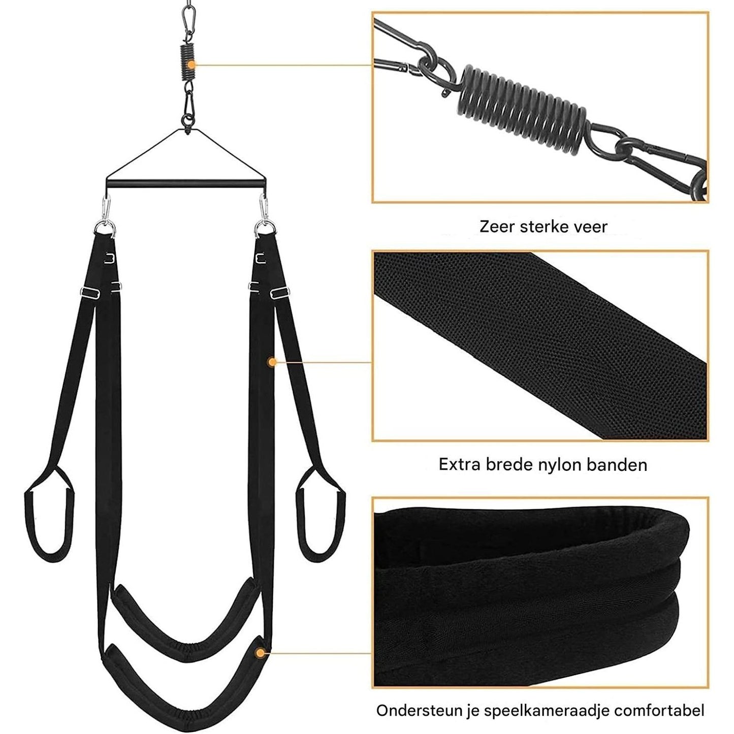 360° Draaibare LoveSwing – Luxe Hangschommel met Fluwelen Voering - Seksschommel  - Love Schommel Stalen Steun & Verstelbare Riemen – Tot 270 kg Draagvermogen – Derde Generatie Indoor Erotische Schommel voor Koppels