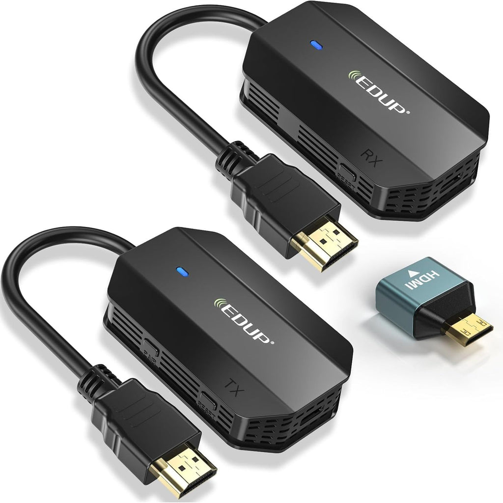 EDUP Wireless HDMI Kit | Draadloze HDMI Zender & Ontvanger | 1080P Video/Audio | Plug & Play | 0.1s Lage Latentie | 98FT/30M Bereik | Geschikt voor Laptop/PC/Camera/Telefoon naar Monitor/Projector/HDTV | Dual Band 2.4G/5G