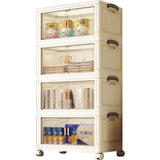 Stapelkast met Deuren – 4-Laags Opbergkast van Kunststof – Witte Organizer voor Badkamer, Keuken of Slaapkamer, 57 × 32 cm