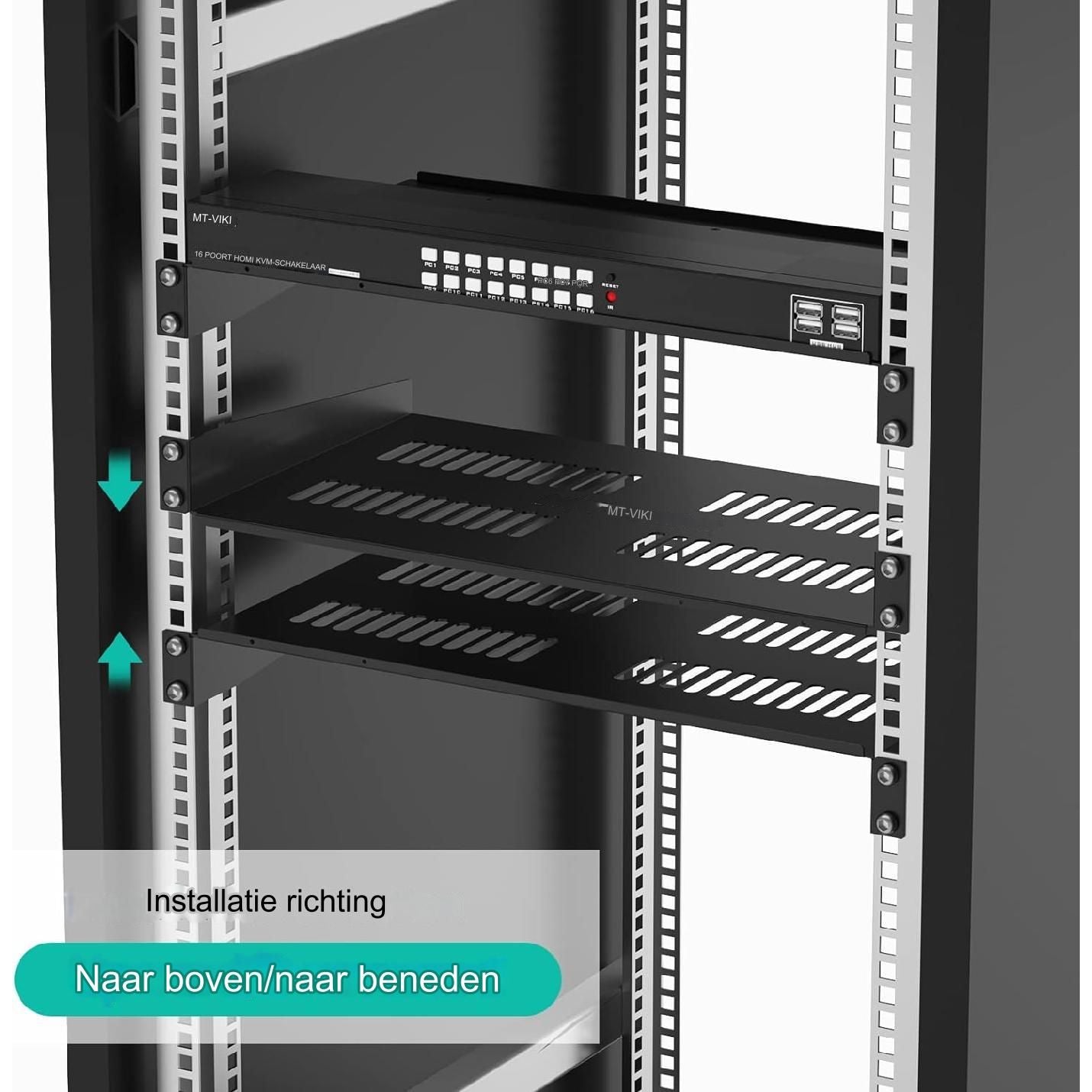 2 Pak Serverrek Plank 10" Diep - Universele Geventileerde Cantilever Lade voor 19" Netwerkapparatuurrek & Kast - Zwart - Stevig & Duurzaam - Optimaal Gebruik van Ruimte - Eenvoudige Installatie - Betrouwbare Ondersteuning - Hoogwaardig Materiaal
