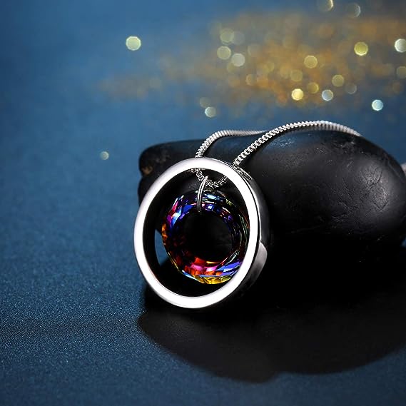 Luxury Circle Pendant Necklace For Women - Made With Volcano Crystal - High Quality - Jewelry - Perfect - Gift