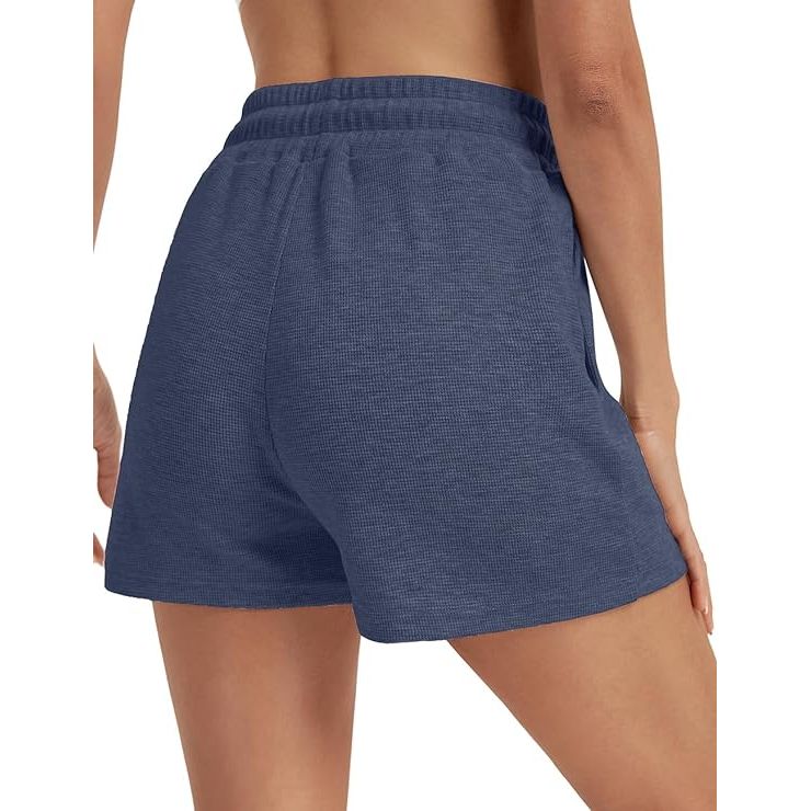 Dames Shorts Comfortabel en Los Model - Gemaakt van Zacht Wafel Katoen - Perfect voor Zomer en Herfst - Casual Lounge Broek met Trekkoord voor Optimale Pasvorm - Modieuze Keuze voor Dagelijks Gebruik