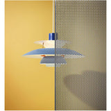 Moderne Scandinavische Hanglamp Ø30 cm – Aluminium Kleurverloop Blauw – E27 LED Plafondlamp voor Eetkamer, Woonkamer of Slaapkamer – In Hoogte Verstelbare Design Hanglamp – Elegante Kegelvormige Lamp voor Tafel of Keuken