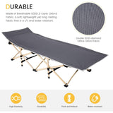 Opvouwbaar Campingbed Voor Volwassenen 190x71x36cm – Draagbaar Veldbed Tot 227kg – Vouwbed Met Stalen Frame &amp; 600D Oxford Stof – Lichtgewicht Logeerbed Voor Camping, Tuin, Strand, BBQ, Picknick Of Kantoor – Grijs Inklapbaar Bed