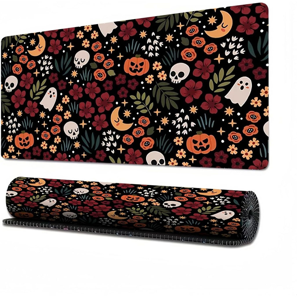 XXL Gaming Mouse Pad - 900 x 400 mm - Grote Onderlegger met Versterkte Randen - Non-Slip Rubber Onderkant - Waterdichte Bureau Mat - Halloween Design - Voor Laptop, Toetsenbord en Muis