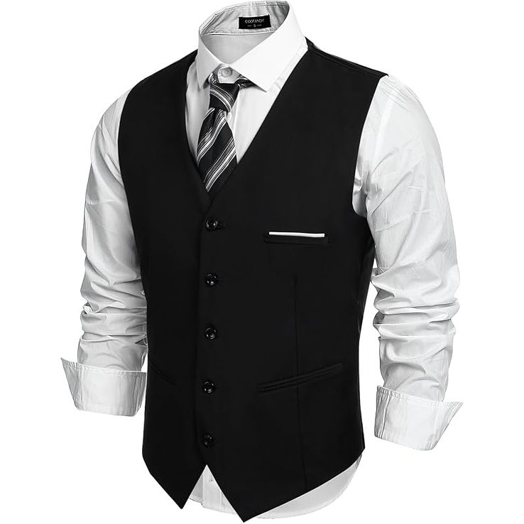COOFANDY Heren Pak Vest - Stijlvol V-Hals Mouwloos Vest, Slank Gesneden, Ideaal voor Zakelijke en Formele Gelegenheden, Bruiloften en Dagelijks Gebruik - Maat XL