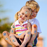 Bluey Themafeest Tijdelijke Tattoos - 8 Vellen, 96 Stuks Cartoonstijl Tattoos voor Kinderen - Veilig en Leuk voor Verjaardagen, Schoolbeloningen en Feestdecoratie