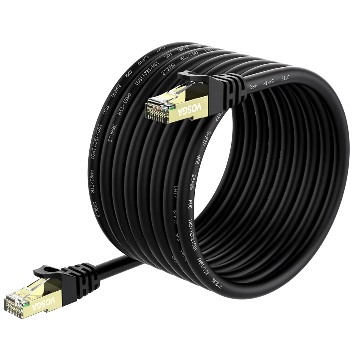 Outdoor Cat 7 Ethernet Kabel - 15M/50FT - S/FTP 600MHz - 10Gbps Snelheid - RJ45 Gold Plated Connector - Waterdicht en Duurzaam - Voor LAN/WAN, Gaming en Netwerkapparaten