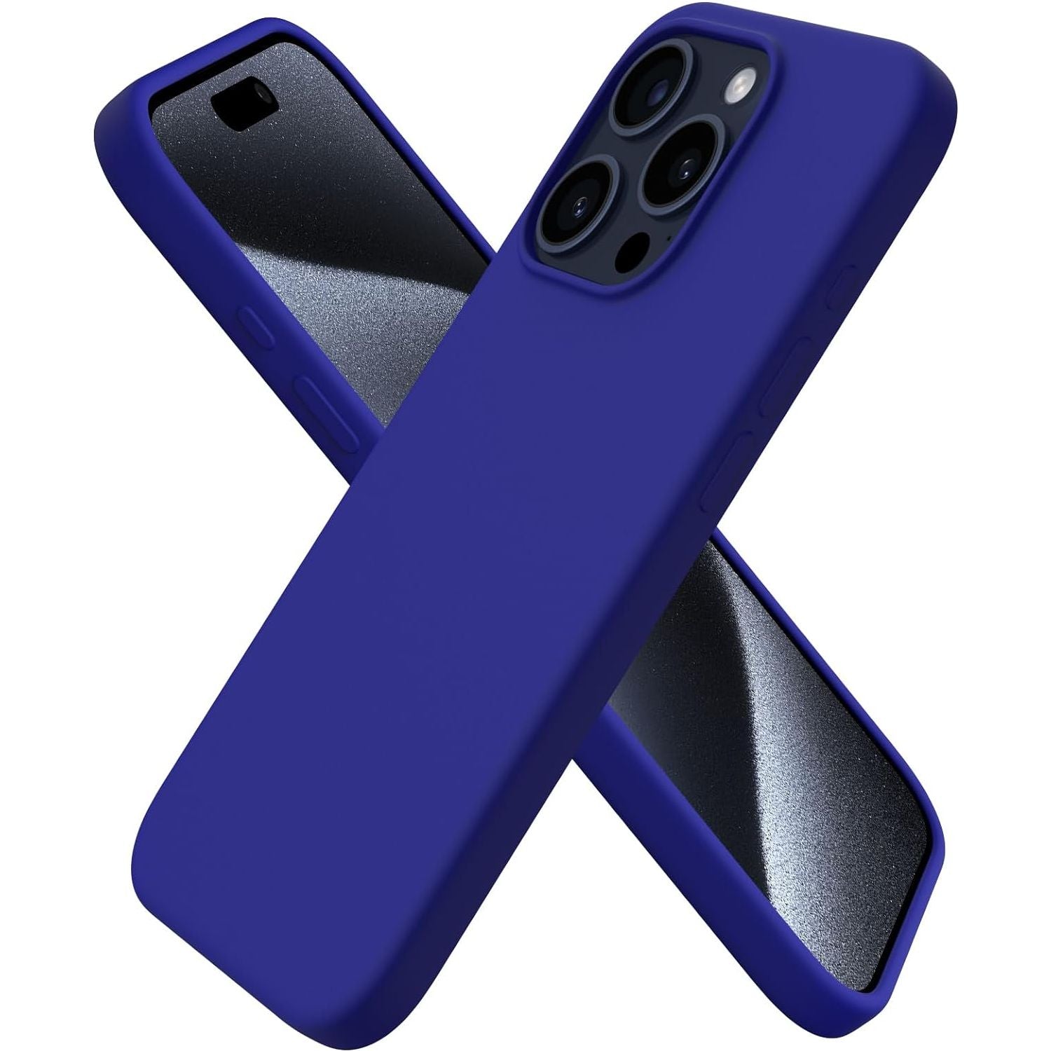 iPhone 15 Hoesje 6.1 inch - Slank Vloeibaar Siliconen Hoesje met 3 Lagen Volledige Bescherming - Zachte Gelrubberen 15 iPhone Hoesje Cover 6.1 inch - Klein Blauw - Compatibel met iPhone 15