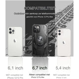 Hoes Compatibel met iPhone 12 Pro Max [6.7 Inch] - 360 Graden Volledig Beschermende Militair Grade Schokbestendige Harde Achterkant Cover - Ingebouwde Displaybeschermer en Kickstand voor iPhone 12 Pro Max - Zwart