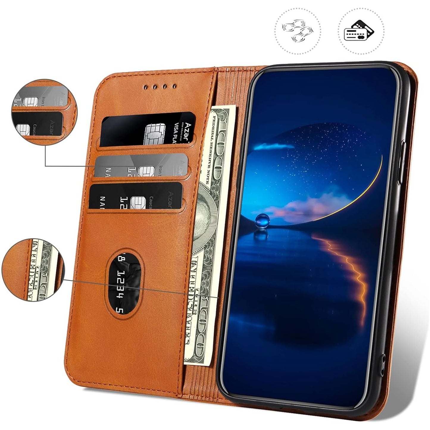Hoesje voor Huawei Y7 2019 / Y7 Prime 2019 - Klassieke PU leren magnetische portemonnee hoes - Flip folio beschermende telefoonhoes - Compatibel met Huawei Y7 2019 / Y7 Prime 2019 - Lichtbruin - Premium bescherming - Luxe design