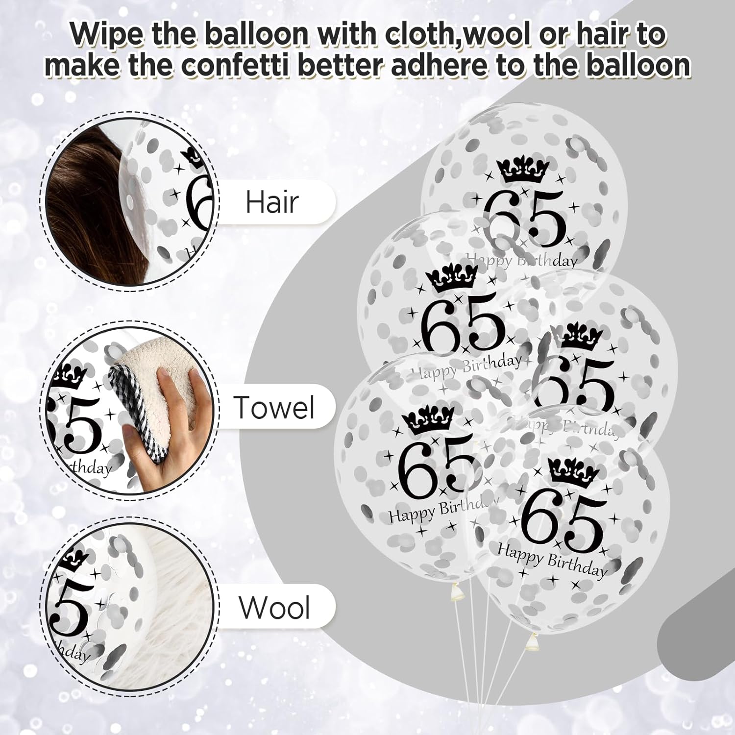 65 Jaar Verjaardag Confetti Ballonnen Set - 30cm - Perfect voor 65ste Verjaardagsfeest Decoraties