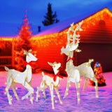 3 Delig - Verlichte Kerst Rendieren Set - Waterdicht Houten Kerst beelden - Buitendecoratie met LED Verlichting - Houten Silhouette Reindeer Beelden - Kerstfiguren voor Binnen en Buiten - Duurzaam en Weerbestend - voor Binnen / Buiten - Tuin en Woonkamer