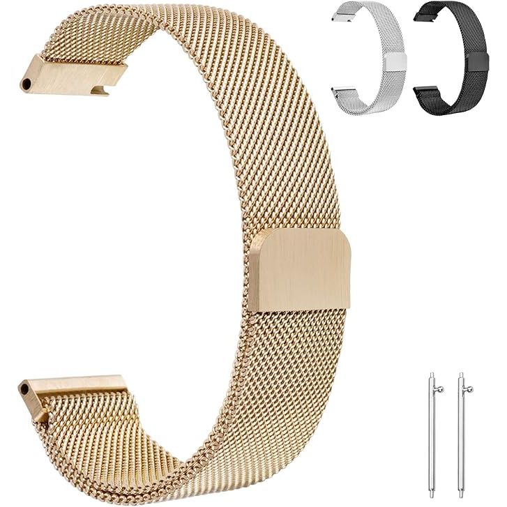 20mm - Universele Magnetische Horlogeband - Smartwatch Band - Vervangende Polsband Met Pushpins - Vervangingsbandje 20mm - Roestvrij Staal - Hoogwaardig en Duurzaam - Universele Pasvorm - Voor Smartwatches - Sterke Magneetsluiting - Mila
