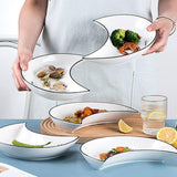 Set van 5 Keramische Dinerborden – Unieke Halve Maan Vorm – Stapelbare Serviesborden voor Sauzen, Snacks, Voorgerechten en Desserts – Duurzaam, Vaatwasser- en Magnetronbestendig, 22×21,5 cm