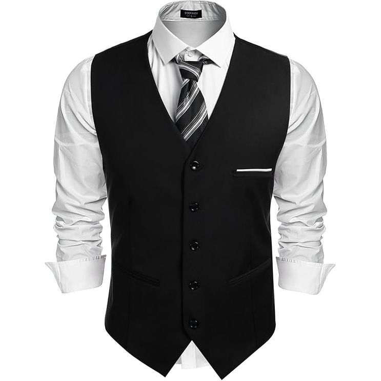 COOFANDY Heren Pak Vest - Stijlvol V-Hals Mouwloos Vest, Slank Gesneden, Ideaal voor Zakelijke en Formele Gelegenheden, Bruiloften en Dagelijks Gebruik - Maat XL