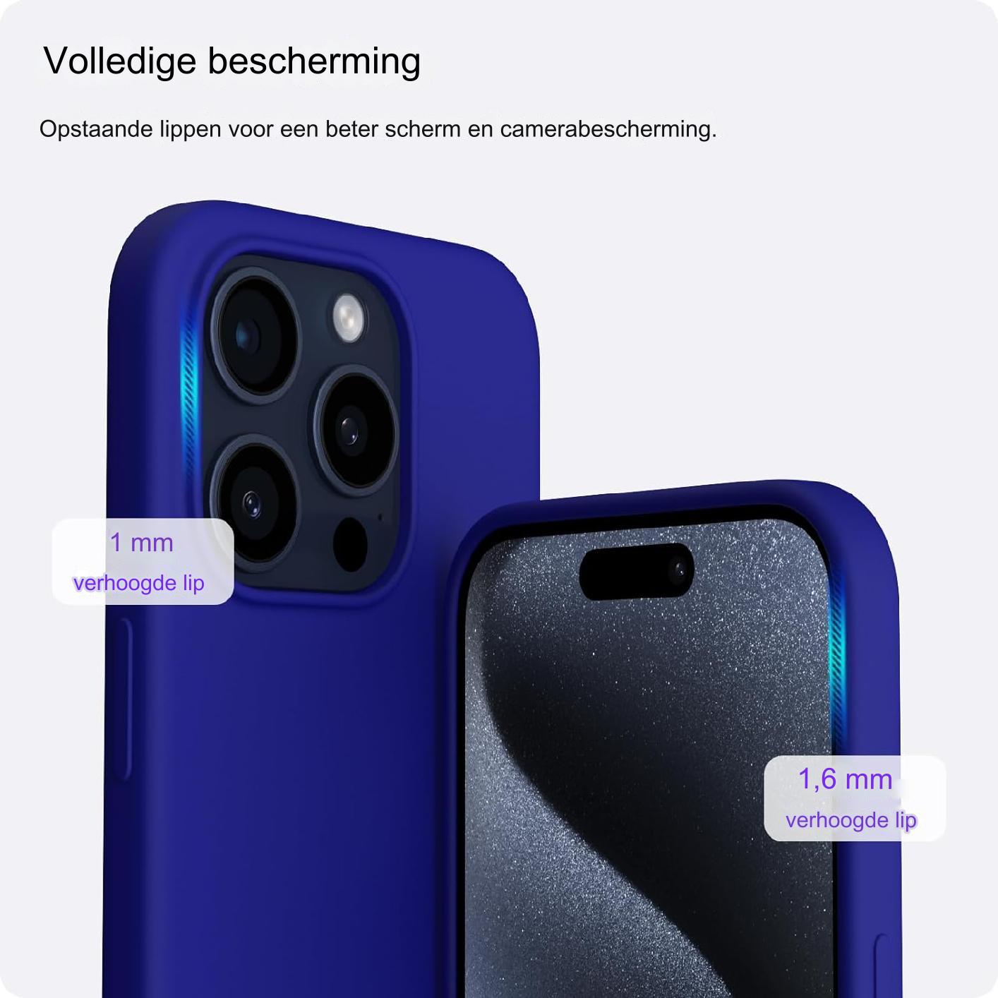 iPhone 15 Hoesje 6.1 inch - Slank Vloeibaar Siliconen Hoesje met 3 Lagen Volledige Bescherming - Zachte Gelrubberen 15 iPhone Hoesje Cover 6.1 inch - Klein Blauw - Compatibel met iPhone 15