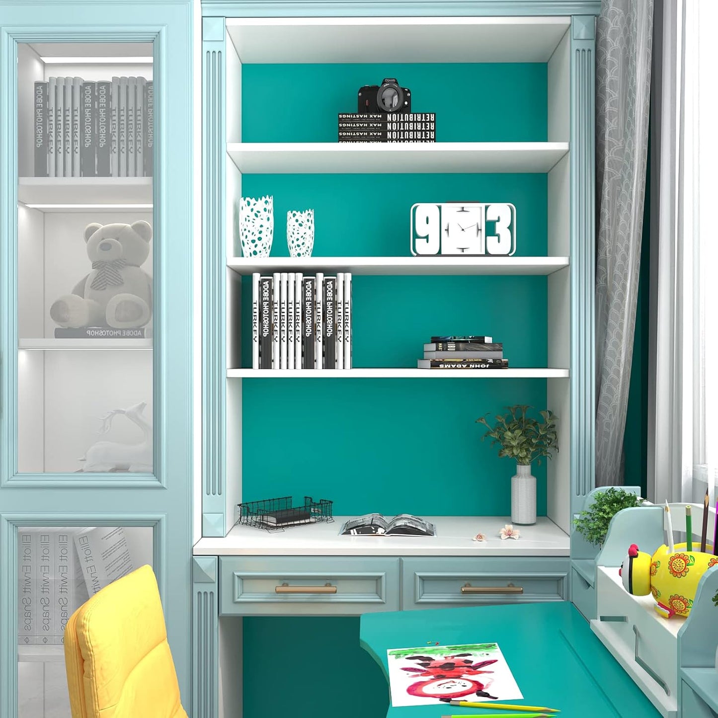 Zelfklevend Behang – 1 Rol – 40 cm x 8 m – Mat Blauw Zelfklevende Vinylfolie – Meubelstickers – Keukenfolie – Contactpapier – Blauw Behang – Kastfolie – Waterdicht / Verwijderbaar – Voor Meubels, Muren, Werkblad & Kasten – 3,2 m²