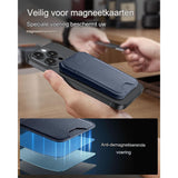 Magnetische Portemonnee voor MagSafe Wallet iPhone 15/14/13/12 Serie - Niet geschikt voor iPhone 13/12 Mini - Inclusief 3 Kaarthouders - Gemaakt van Veganistisch Leer - Marineblauw - Stijlvolle en Functionele Portemonnee met MagSafe Compatibiliteit