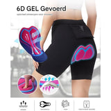 Dames Fietsbroek Met 6D Padding - Maat M - Sneldrogende Elastische Fietsshort Met Zakken - Ademend Nylon en Elastaan - Anti-slip en Schokabsorberend - Geschikt Voor Wielrennen en Mountainbiken - Reflecterende Veiligheidsdetails