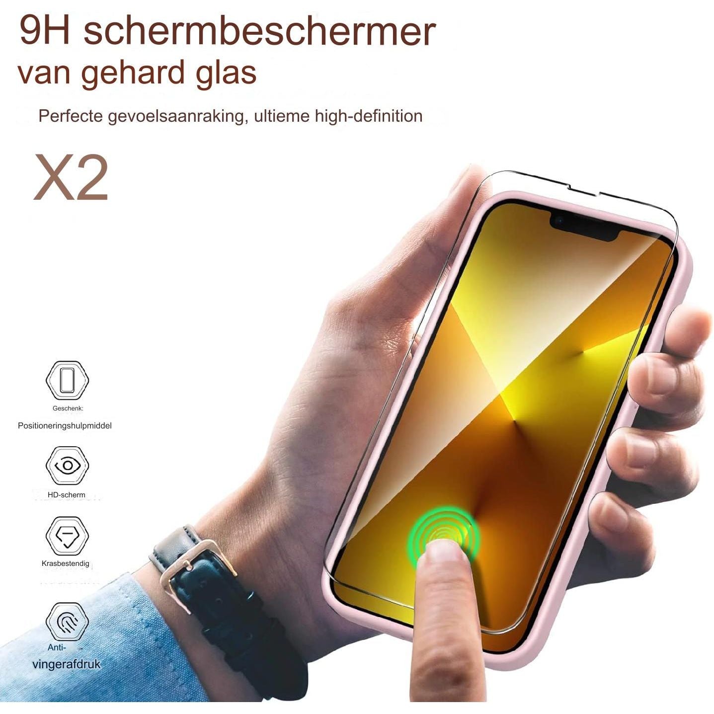 Telefoon Hoesje - Compatibele iPhone 13 Pro Max Hoesje 6.7 inch - met 2 * Scherm Beschermer Vloeibaar Siliconen Gel Rubberen Cover [Volledig Lichaam] Schokbestendig Beschermend Telefoonhoesje voor iPhone 13 Pro Max-Pale